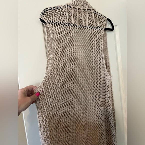 Chico’s Long cotton Knit Open Tan Summer Cardigan Women’s size Large - Picture 4 of 16